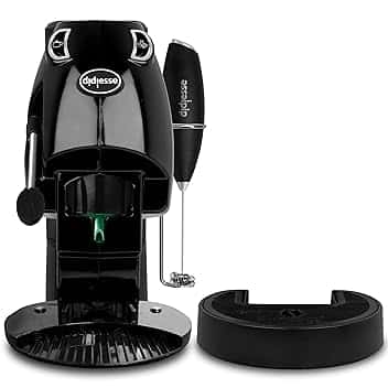 Didiesse Baby Frog Coffee & Tea – Macchina da Caffè a Cialde, con Frullino Montalatte e Doppio Portacialde per Caffè e Tè, Basso Consumo 650W, Erogatore Acqua Calda. (Nero)