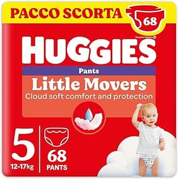 Huggies Little Movers Pannolini Mutandina Taglia 5 (12-17 Kg), Ultra assorbente, Protezione completa, 68 Pz