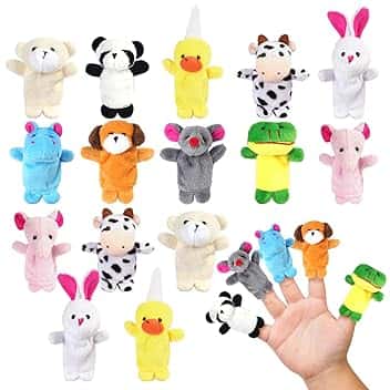 Ainiv 20pz Marionette da Dita, Burattini di Peluche per bambino, Egali da dito per Compleanno, Natale, Pasqua e Feste