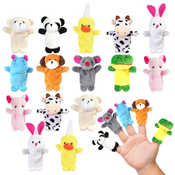 Ainiv 20pz Marionette da Dita, Burattini di Peluche per bambino, Egali da dito per Compleanno, Natale, Pasqua e Feste