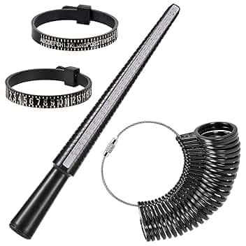 LUXECOVE Set di misurazione della misura dell'anello da 4 pezzi, righello per misurare il dito, misurare il diametro dell'anello e la dimensione del dito, dimensioni standard per Regno Unito, UE, Stati Uniti