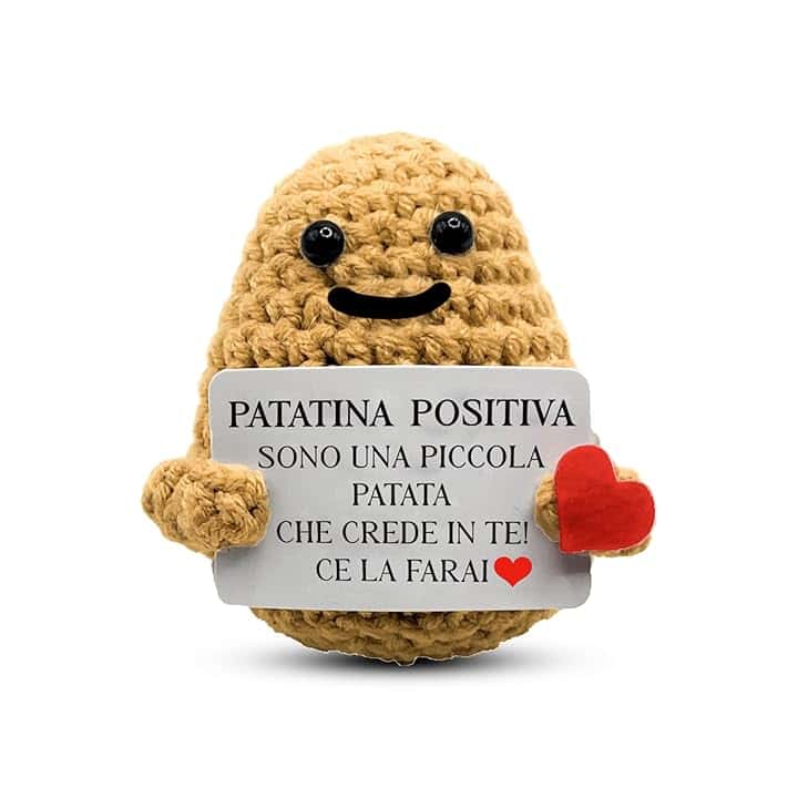 BigDaddy Patatina Positiva © con Messaggio Motivazionale - Peluche Patato Positiva Italiano - Patata Portafortuna e Motivazionale - Regalo Amica Speciale Originale - Idea Regalo Simpatica
