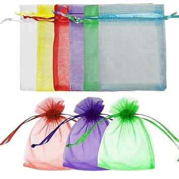 vaolmlop vaolmlop 60 sacchetti regalo da 7 x 9 cm, in organza, con coulisse, sacchetti in organza, sacchetti regalo, per matrimoni o feste (sei colori)