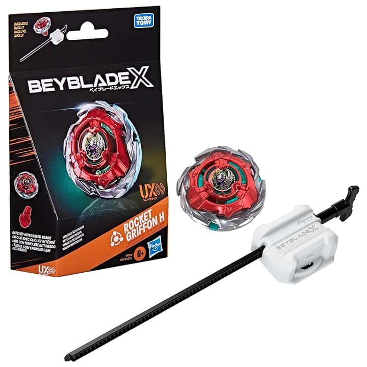 Beyblade X, set Starter Pack Rocket Griffon H UX Infinity con trottola bey bilanciato e lanciatore di Takara Tomy, Trottole da battaglia, dagli 8 anni in su