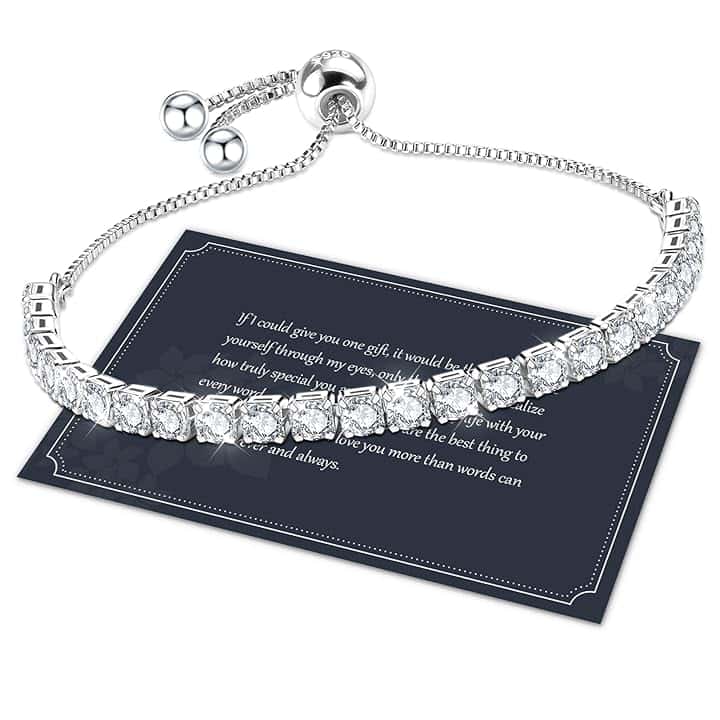 J.Fée Regalo per Lei Regalo Donna, Bracciale Donna Argento 925 con 5A Sparkle Zircone Bracciale Tennis Bracciali Argento Bracciali Donna Argento Gioielli Donna Regali Donna per Mamma Lei