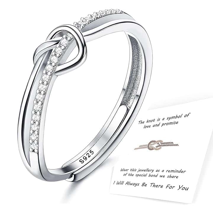 ADRAMATA Anello in Argento 925 per Donna, Anello Regolabile con Nodo d'amore, Anello di Fidanzamento in Argento 925 Regalo di Anniversario