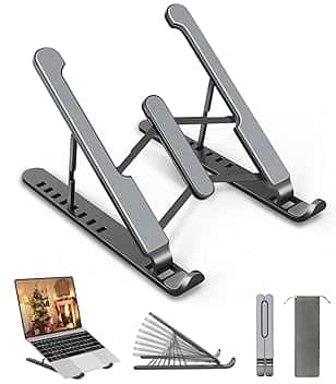 Supporto PC Portatile, 8 Livelli Regolabile & Raffreddamento Porta PC, Pieghevole in Plastica e Silicone Laptop Stand per Computer Portatili e Tablet (10-15,6’’)