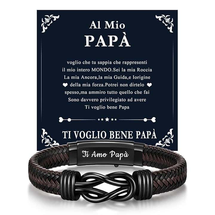 Gamtic Bracciale Uomo di Cuoio Ti Amo - Regalo per Lui Marito Papà Figlio Uomo Adjustable in Pelle Bracciale Intrecciata Fatta a Mano Idea Regali Compleanno Natale e Anniversario