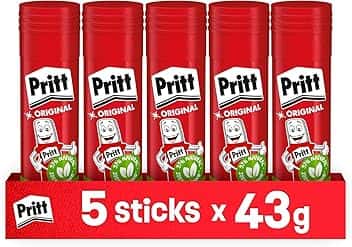 Pritt Colla Stick 5 x 43 gr, Colla per Bambini Sicura e Affidabile, Adesivo per Lavoretti e Fai da te, con una Tenuta Forte per Uso Scuola e Ufficio, 10 Stick x 43 gr