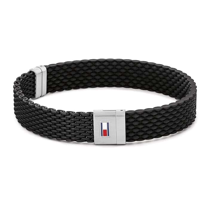 Tommy Hilfiger Jewelry Braccialetto da uomo in Silicone in nero o blu