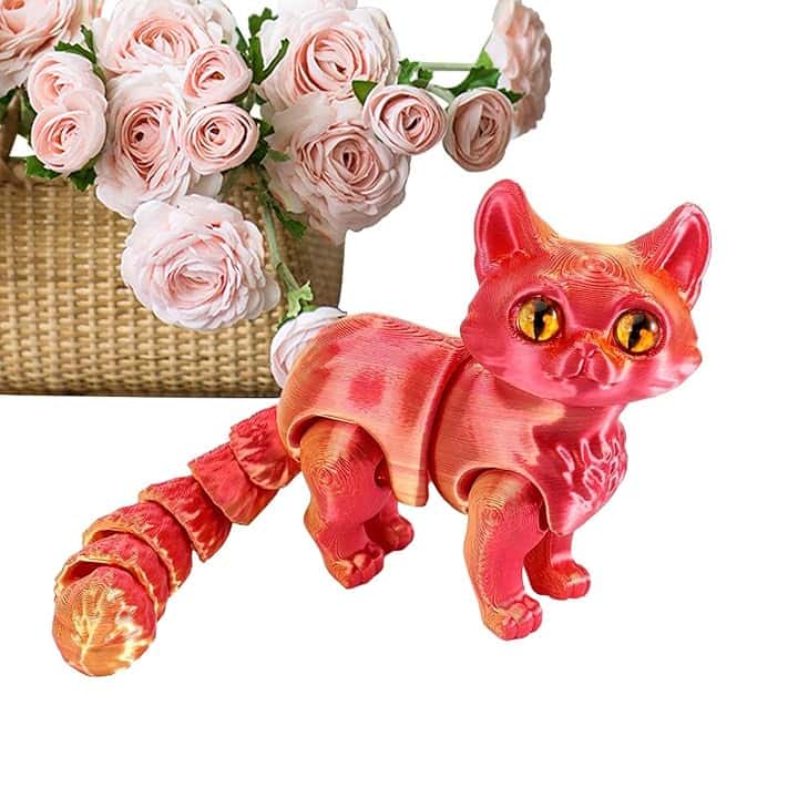 Gatto stampato in 3D, animali da stampa giocattolo agitato, statua di animali da cartone animato, decorazioni, ottima fattura 12 cm per bambini, amici, famiglia