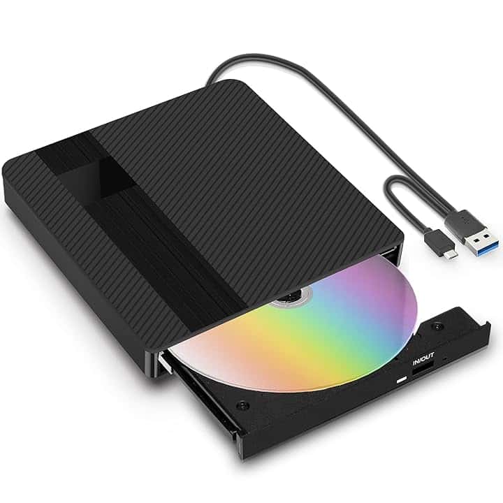 Lettore CD DVD Esterno per PC Portatile USB 3.0 Type-C Masterizzatore CD/DVD +/-RW Drive CD ROM Unità DVD Esterne per Laptop Desktop Windows XP/2003/Win8/Win10/ Vista Linux Mac10 OS (06EU)