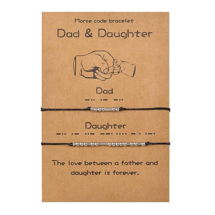 VU100 2/3/4 Codice Morse Bracciale Set Regalo Festa del Papà Regalo Gioielli Fatti A Mano Formato Regolabile Fatto A Mano per Papà Mamma Figlio Figlia Famiglia