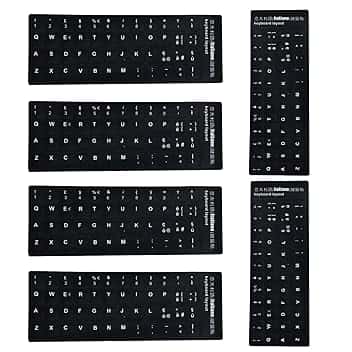 6 pezzi Kit adesivi tastiera per conversione layout in italiano, Keyboard Stickers, Tastiera del Computer Portatile per Qualsiasi Tastiera Standard (nero)