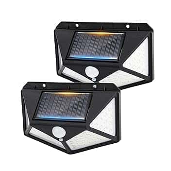 GRIFEMA Faretto LED da Esterno Solare con Sensore di Movimento, 100 LEDs, 3 Modalità, Angolo 270°, IP65, Batteria 800mAh, Lampada Solare da Giardino, Confezione da 2, GDK203-2