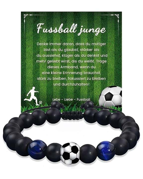 TPZORJX Idee Regalo Ragazzo, Braccialetti Figlio, Bracciale di Calcio per Ragazzi, Regali di Compleanno Natale per Ragazzi Figlio, Regalo Ragazzo 8 9 10 11 12 13 14 Anni Bracciale Bambino