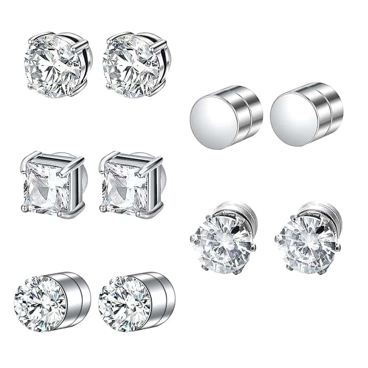 DMNQ 5 Paia Orecchini Magnetici Donna e Uomo - Orecchini Finti Con Calamita 6 Mm