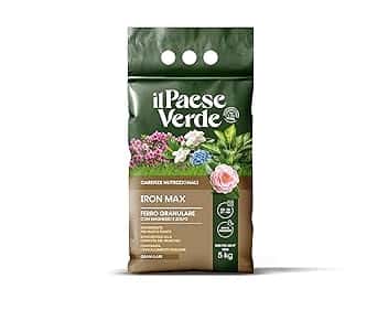 Il Paese Verde Iron Max - Solfato Di Ferro Granulare Antimuschio Per Prato E Rinverdente Per Piante Con Azione Acidificante Terreno, Concime Prato Granulare Ricco Di Ferro, Magnesio E Zolfo - 5KG
