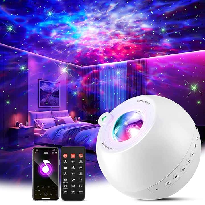 One Fire Proiettore Stelle Soffitto,15 Colori 360 Luci Luce Notturna Bambini,15 Rumore Bianco+5.3HiFi Bluetooth Proiettore Soffitto Idee Regalo Ragazza Luci LED Camera da Letto,Sunset Lamp Arredo Casa