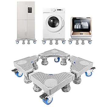 Fousenuk Base per Lavatrice Regolabile 41-64 cm, Carrello Con 8 Piedi e 4 Ruote, Capacità 300 kg, per Frigorifero Asciugatrice e Congelatore