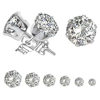 Yohong Orecchini Uomo Diamante, Orecchini in Acciaio Inossidabile, Orecchini Anallergici Donna, Orecchini Punti Luce, Brillantini Diamante Orecchino 3~8 mm (6 Paia)