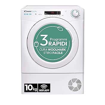 Candy Smart Pro Asciugatrice 10 Kg a Pompa di Calore, Libera Installazione, Connessione Wi-Fi, Controllo da App, 59,6 x 58,5 x 85 cm, Bianca - CSOE H10A2DE-S [Classe di efficienza energetica E]