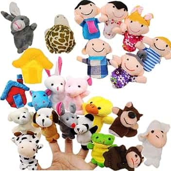 JZK 24 Burattini a Dito Animali pupazzetti Dita Set Giocattoli animaletti Peluche Piccoli Pensiero regalino bomboniera Festa Compleanno Bambini Bimbi