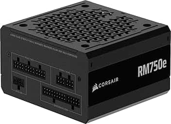 CORSAIR RM750e (2025) Alimentatore ATX completamente modulare a basso rumore con cavo 12V-2x6 - conforme a ATX 3.1 e PCIe 5.1, efficienza Cybenetics Gold, condensatori a 105°C - Nero
