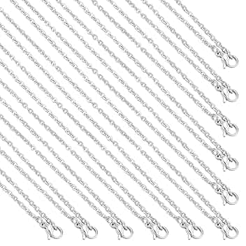 PH PandaHall PH PandaHall 20 Fili Catena Collana Fai Da Te Argento 45cm Catena per Gioielli Acciaio Inox, Catenine per Ciondoli con Chiusura a Moschettone per Collana Bracciali Bigiotteria Accessori