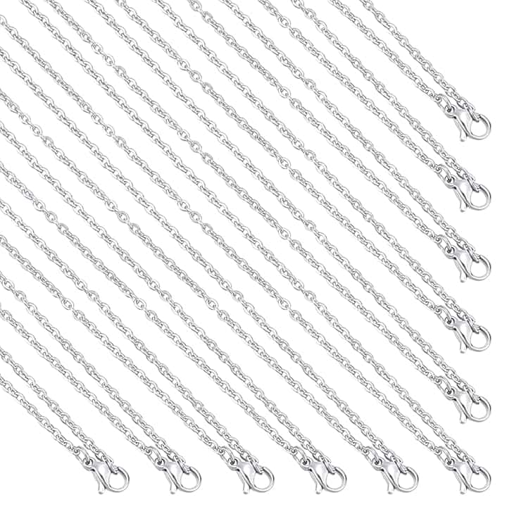 PH PandaHall PH PandaHall 20 Fili Catena Collana Fai Da Te Argento 45cm Catena per Gioielli Acciaio Inox, Catenine per Ciondoli con Chiusura a Moschettone per Collana Bracciali Bigiotteria Accessori