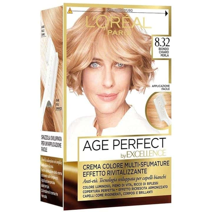 L'Oréal Paris Excellence Age Perfect Crema Colore Effetto Rivitalizzante, 8.32 Biondo Chiaro Perla