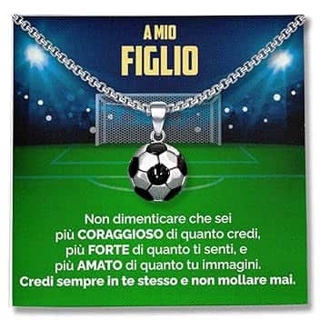 SOFIA FERRER Regalo Bambino 7, 8, 9, 10, 11 Anni Maschio, Collana Ragazzo Acciaio, Regali Ragazzo 12 Anni, Ciondolo Calcio Bambino, Regalo Bimbo Maschio, Natale, Figlio, Nipote