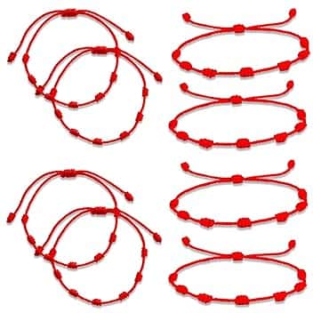 Zoonvii 8 bracciali rossi Kabbala, 7 nodi, braccialetti rossi, corde rosse, intrecciate a mano, braccialetto dell'amicizia regolabile, per ragazze Damern uomini, protezione dagli occhi malvagi, verstellbar