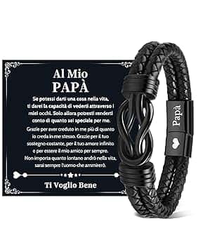 VU100 Bracciale Papà Regalo per la Festa del Papà Regalo per Papà Bracciale in pelle da Uomo Per il mio Miglior Papà Ti Voglio Bene Bracciale Regalo di Compleanno per Papà Uomo