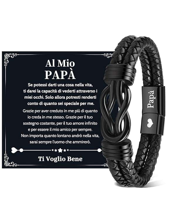 VU100 Bracciale Papà Regalo per la Festa del Papà Regalo per Papà Bracciale in pelle da Uomo Per il mio Miglior Papà Ti Voglio Bene Bracciale Regalo di Compleanno per Papà Uomo