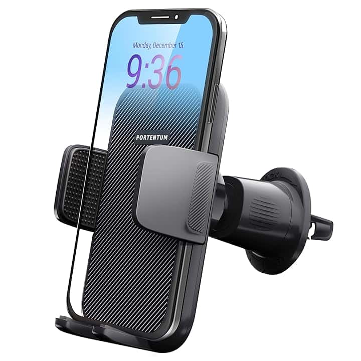 PORTENTUM Porta Cellulare Auto | Supporto Telefono Auto per Presa d'Aria Dell'Auto, 360°di Rotazione Porta Telefono Macchina Universale Compatibile