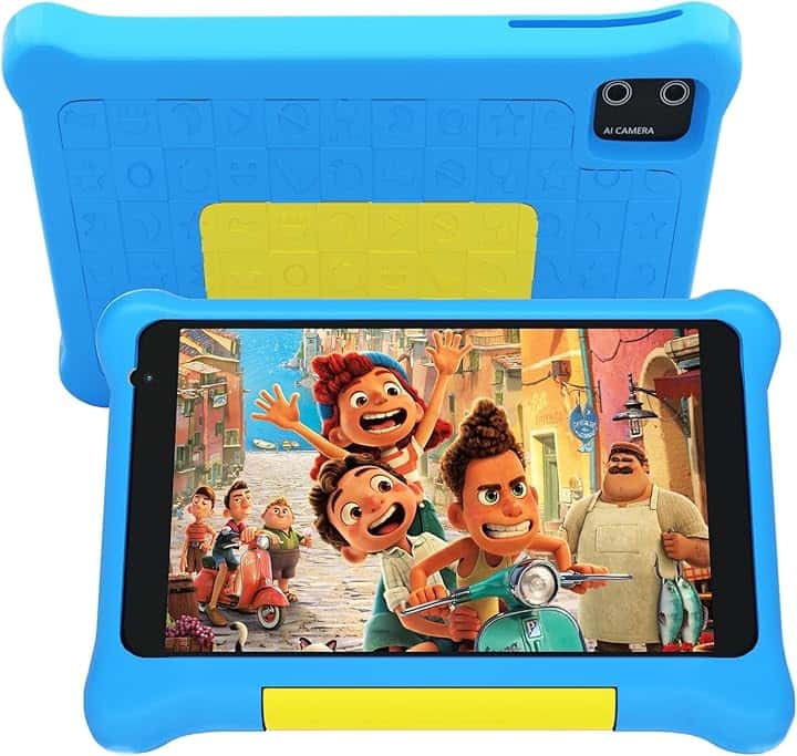 HotLight Tablet Bambini 7 Pollici Kids Tablet con Controllo Parentale, Android 13 Tablet, Quad-core Processore Doppia Fotocamera, Wifi Bluetooth, Tablet per Bambini con Custodia(Blue)