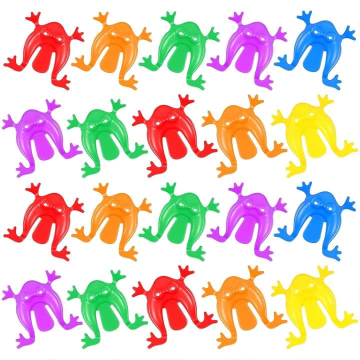 BAUCH 20 pezzi Rana Che Salta Giocattolo Dito,mini giocattolo a forma di rana,Gadget Compleanno Bambini con Giochi da Salto(colori casuali)