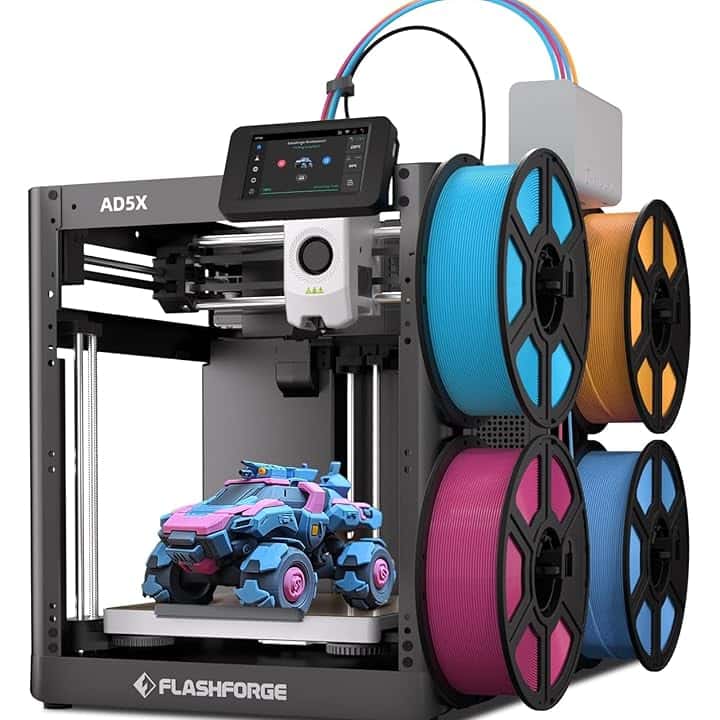 Stampante 3D Flashforge Adventurer 5X con Stampa Multicolore, Personalizzabile con IFS,Multimateriale AD5X Stampante 3D, Velocità Massima: 600 mm/s,Ricarica Automatica del Filamento da 4 kg