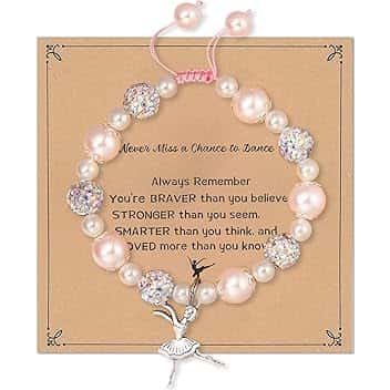 LXONTSG Bracciale Perla Donna Regolabile, Ciondolo Bracciale Dancing