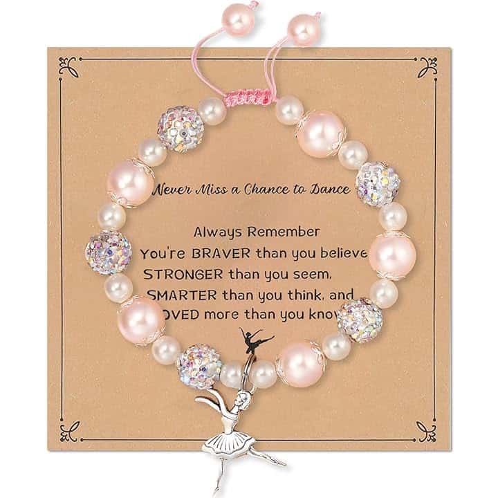 LXONTSG Bracciale Perla Donna Regolabile, Ciondolo Bracciale Dancing