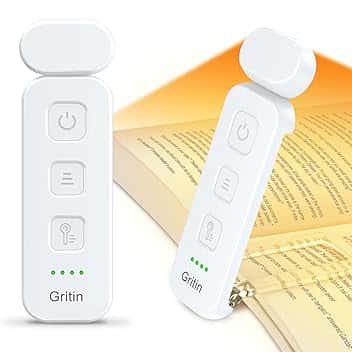 Gritin Luce per Lettura Libri a Letto, 7 LED Luce Lampada da Lettura per Libro Ricaricabile Clip, 3 Temperatura Colorei, 5 Luminosità & Regolabili in Continuo per Gli Amanti dei Libri