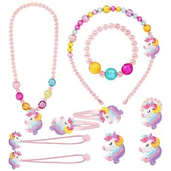 OSDUE Girls Regalo Set,Collana Bracciale Orecchini Anelli, Principessa Kit Gioielli Forniture Feste Accessori Regalo Compleanno