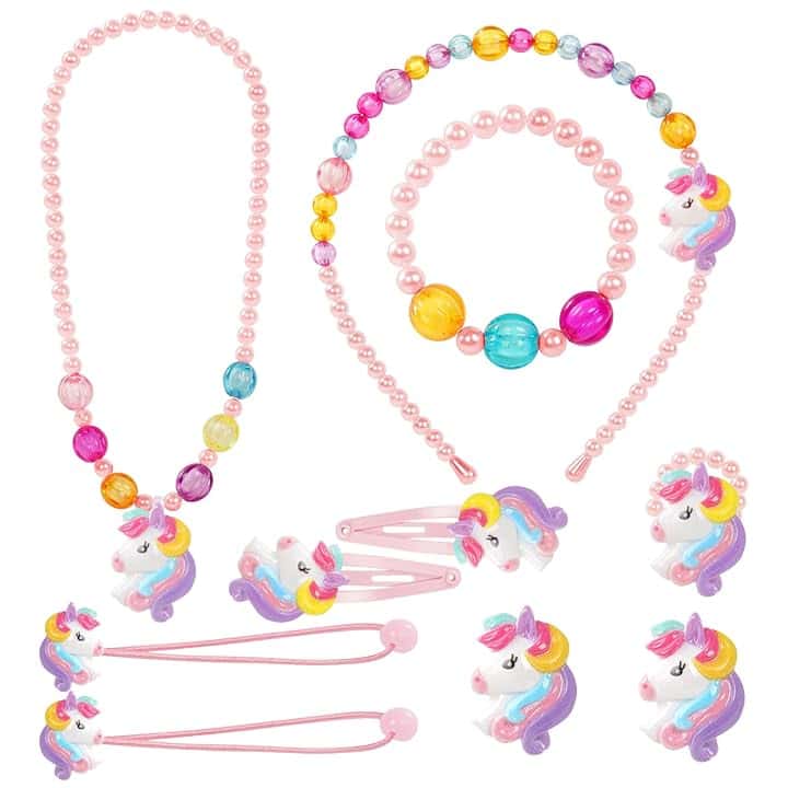 OSDUE Girls Regalo Set,Collana Bracciale Orecchini Anelli, Principessa Kit Gioielli Forniture Feste Accessori Regalo Compleanno