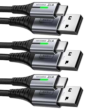 INIU Cavo USB Type-C, Cavo USB A a USB C 3,1A Ricarica Rapida [3Pezzi/0,5+2+2m] Lega Intrecciato in Nylon QC 3,0 Cavo Tipo C per iPhone 17 16 15, Samsung S25 24 Ultra, Xiaomi Huawei Pixel OnePlus ECC. ClimatePartner certified