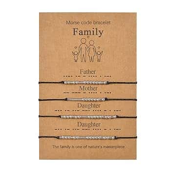VU100 2/3/4 Codice Morse Bracciale Set Regalo Festa del Papà Regalo Gioielli Fatti A Mano Formato Regolabile Fatto A Mano per Papà Mamma Figlio Figlia Famiglia