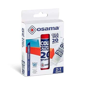 OSAMA - Colla Stick Extra Forte, 2 Pezzi + 1 Gratis, 20 gr - Set Colle Stick Ideale per Cancelleria Scuola, Ufficio e Università - Scorrevole su Carta, Cartoncino e Foto senza Grumi, Adatta ai Bambini