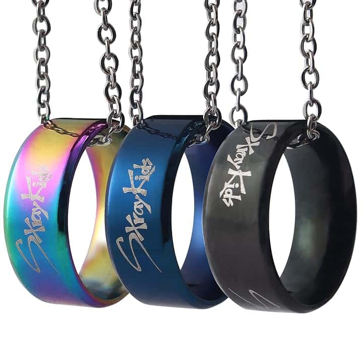ZHENGGE 3 Kpop Stray Kids randagi bambini Merch anello con collana, randagi bambini gioielli in acciaio inossidabile per regali, Acciaio inossidabile