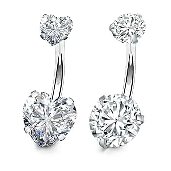 FECTAS Piercing Ombelico Argento 10 mm Acciaio Chirurgico 14G Anello Piercing Ventre con Pietra zircone