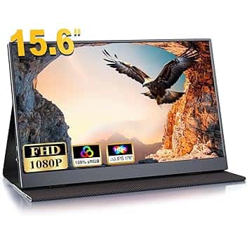 Monitor Portatile 15,6 Pollici IPS, FHD 1080P 100% sRGB, Schermo Esterno USB-C/Mini HDMI, Compatibile con Laptop/PC/Telefono/PS5 Etichetta Energetica